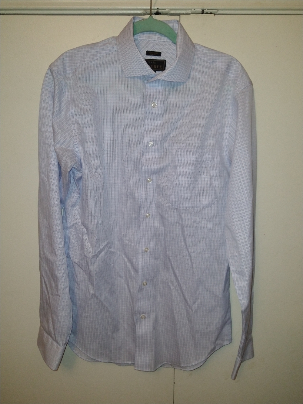 Jos A Bank Reserve No Wrinkles Slim Fit Plaid Long Sleeve Shirt Men's sz 15.5-36